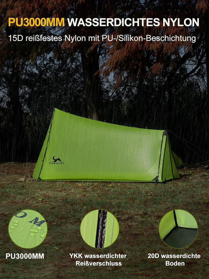 TOMOUNT Ultraleichte Nylon Trekking Shelter EIN-Mann Zelt Kleine Packungsgrösse Zeltbahn, 4 Saison W