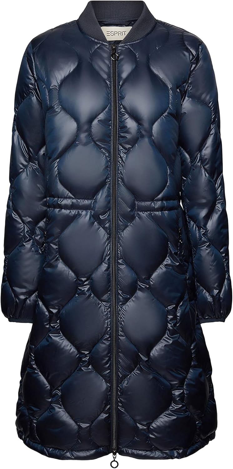 ESPRIT Steppmantel mit Rippstrick-Kragen