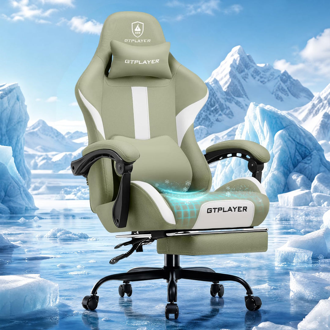 GTPLAYER Gaming Stuhl, Gamer Stuhl, Atmungsaktiver Bürostuhl aus Hochwertigem Stoff, Ergonomischer P