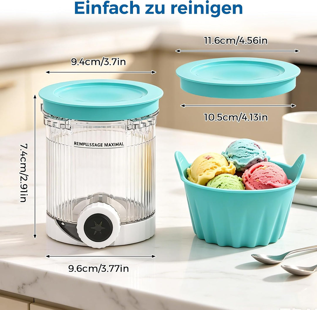 4 Stück Behälter für Ninja Swirl CREAMi + Silikon-Dessertbecher,Ersatz Pints mit Deckel für Ninja NC
