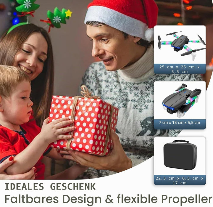 OBEST Drohne mit Kamera 1080P mit LED Lichter für Erwachsene, Faltbar Quadcopter mit WiFi Übertragun