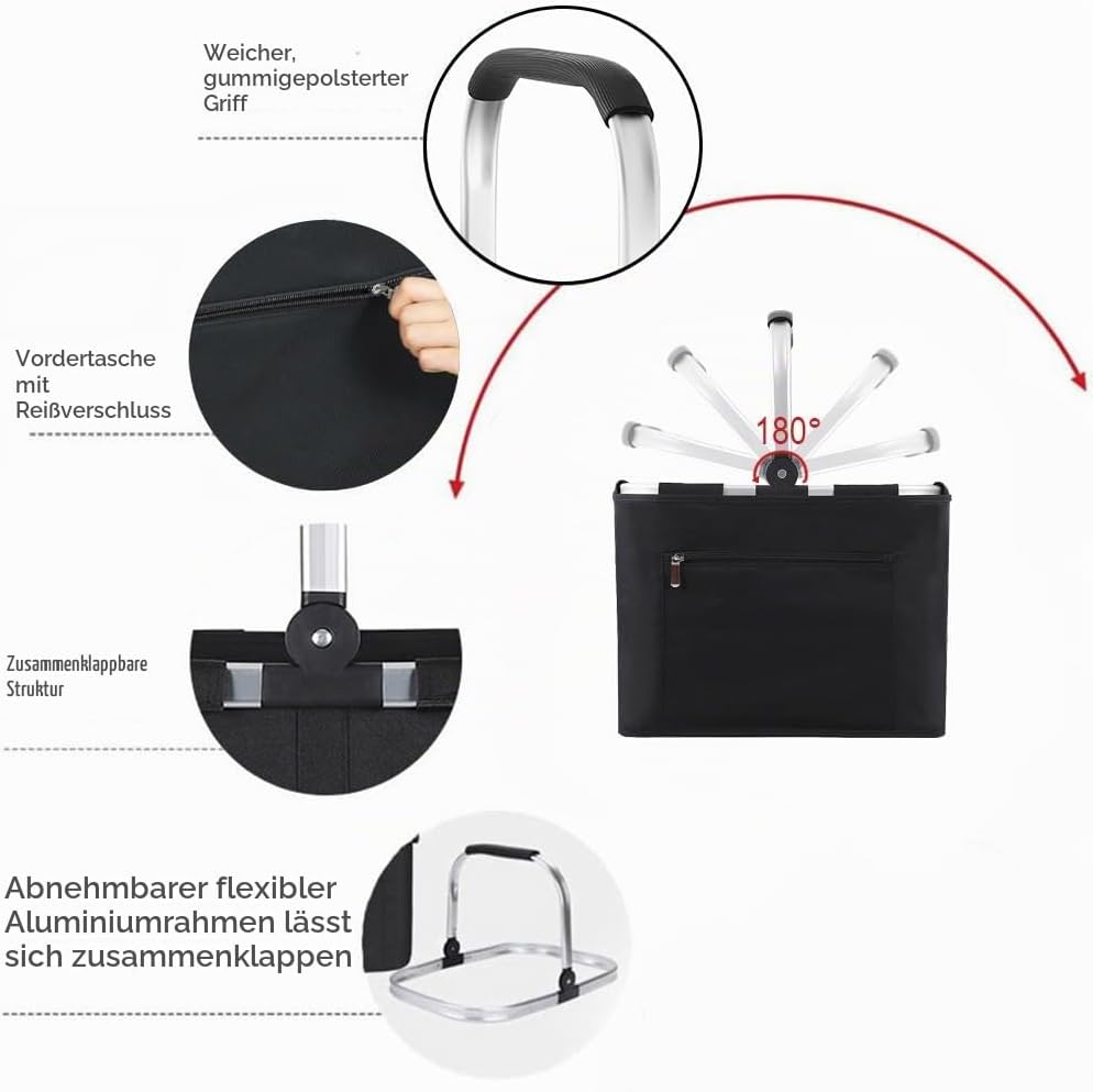 2pcs Tragekorb Faltbar 30L Einkaufskorb Gross Picknickkorb mit Gepolsterten Griffen Klappkorb Einkau