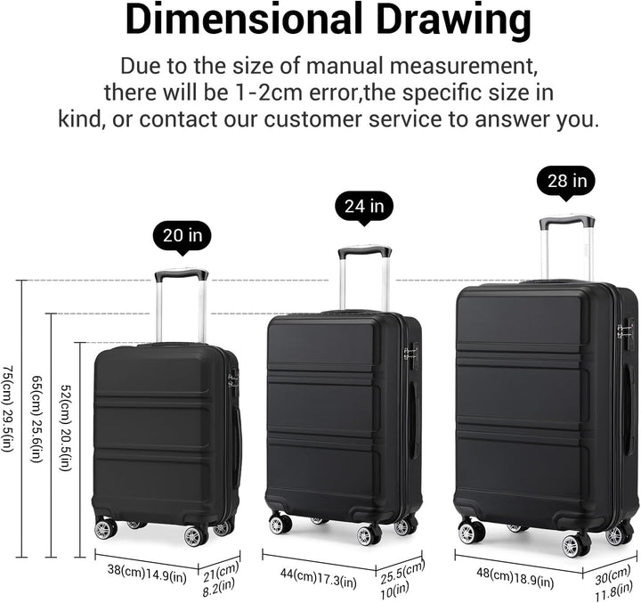 KONO Koffer Trolley Reisekoffer XL (74cm) Schwarz, XL (74cm) Schwarz