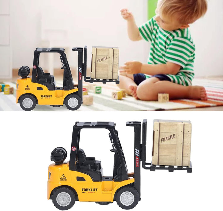Metall Spielzeug Gabelstapler Kinder 360° Drehbar Robuster Mini Baufahrzeug Spielset ohne Batterie f