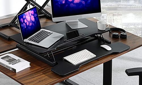 UPdesk Cross - Schreibtischaufsatz höhenverstellbar für Laptop & PC - Schreibtischerhöhung - Stehpul