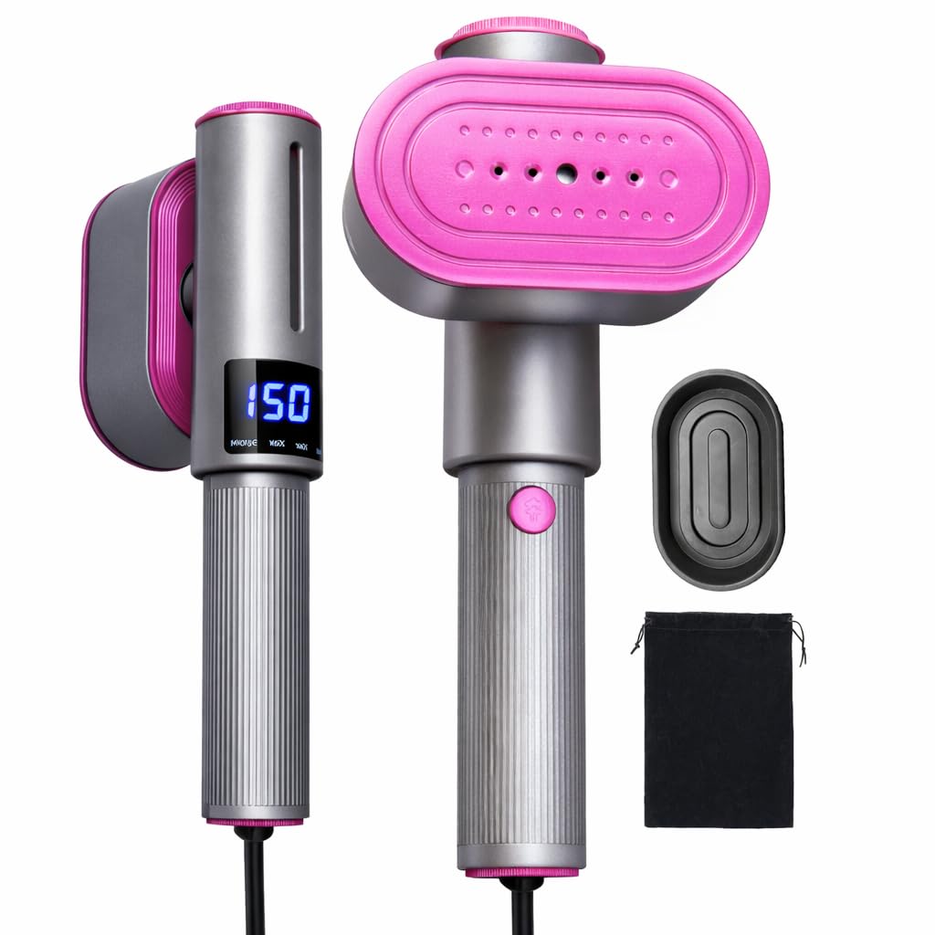 Dampfglätter, 2-in-1 Tragbarer Steamer mit 100ml Wassertank & 1200 W, 15s Schnellaufheizung, LED Dis