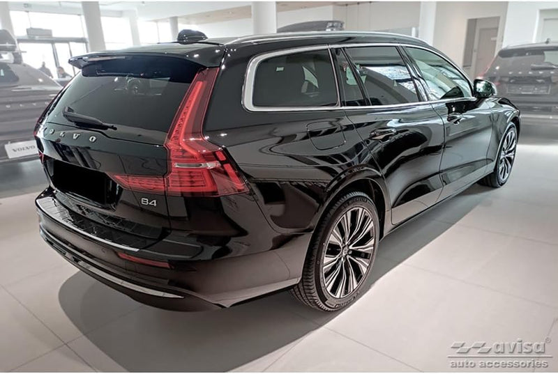 Avisa Schwarz-Chrom Edelstahl Heckstossstangenschutz kompatibel mit Volvo V60 II / V60 II Cross Coun