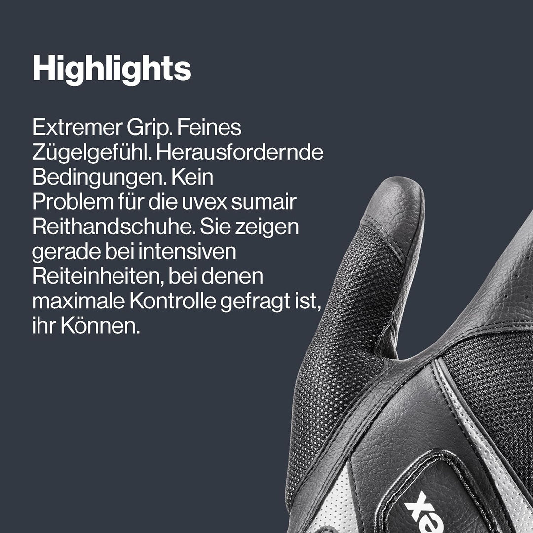 Uvex Unisex – Erwachsene Sumair Reithandschuhe 8 black-silver, 8 black-silver