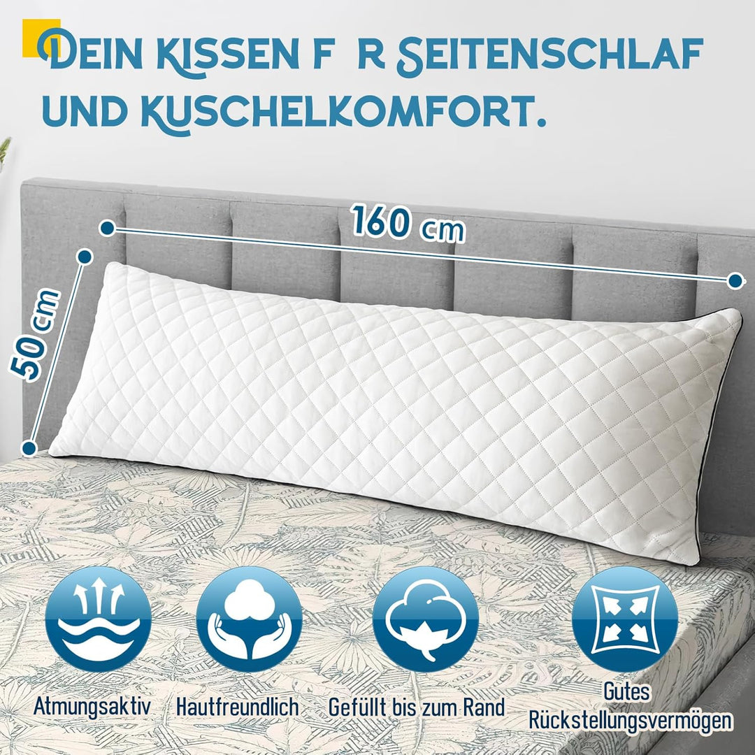 Body Pillow for Adults, Full Body Pilllow for Sleeping, Bolster Side Sleeper Pillow with Cover (Weis