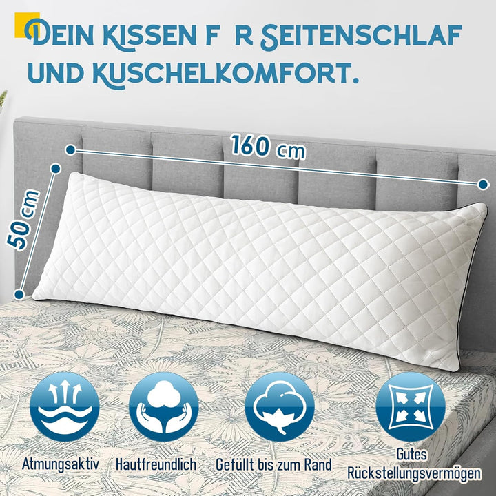 Body Pillow for Adults, Full Body Pilllow for Sleeping, Bolster Side Sleeper Pillow with Cover (Weis