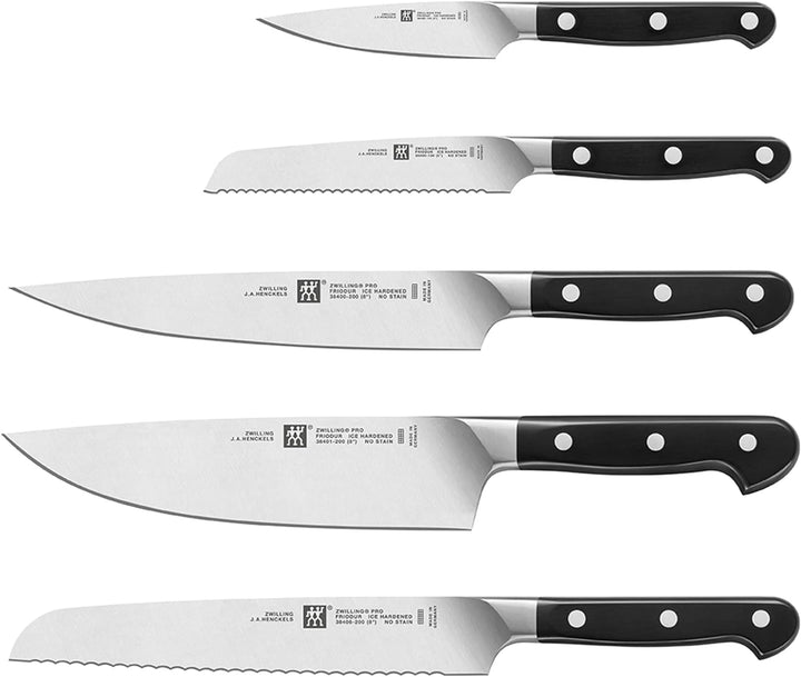 ZWILLING Pro Messerblock,6-tlg., Bambusblock, Messer aus rostfreiem Spezialstahl, 3-Nieten-Design, 1