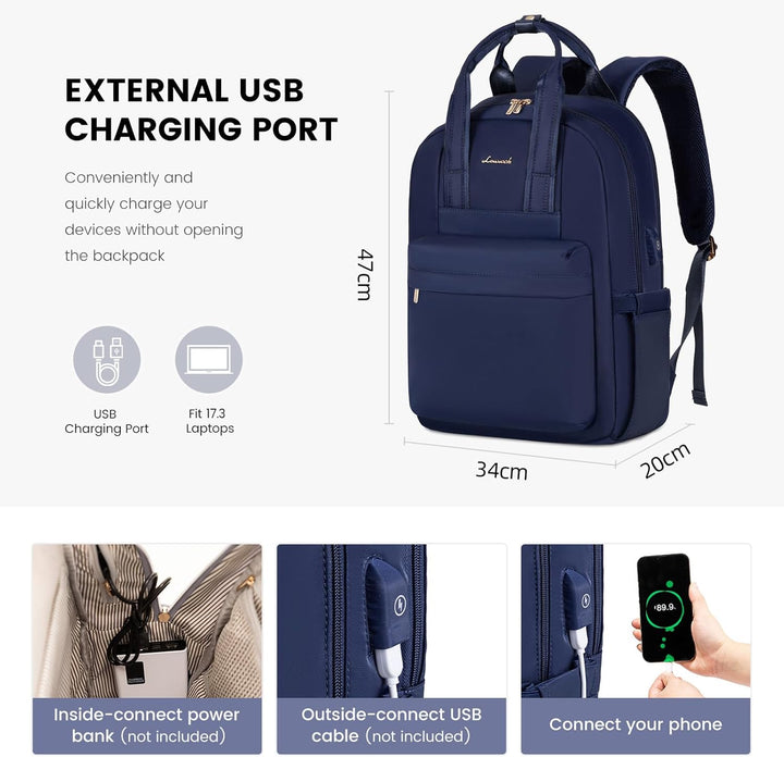 LOVEVOOK Rucksack Damen Gross, 17 Zoll Laptop Schulrucksack Teenager mit Laptopfach, Elegant Schulta