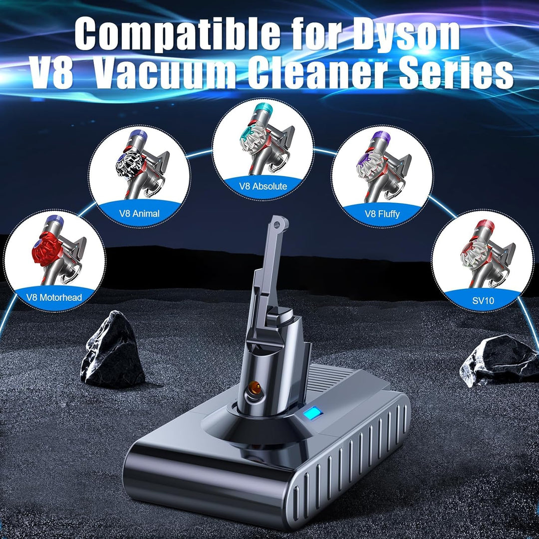 21.6V 8000mAh Ersatzakku für Dyson V8 Akku Kompatibel mit Dyson Akku V8 SV10 Absolute Animal Motorhe