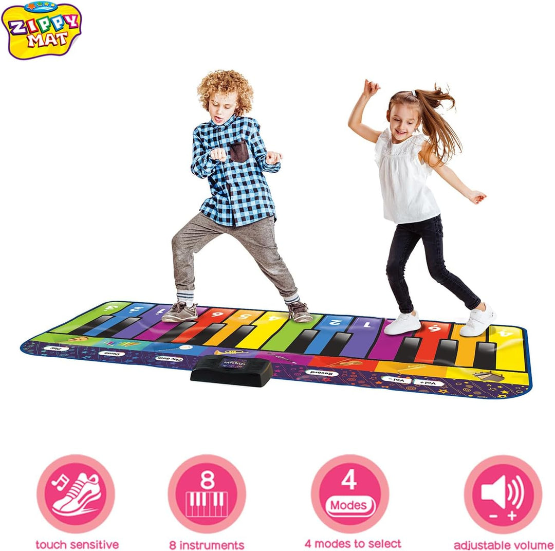 Klaviermatte für Kinder, riesige musikalische Keyboard-Bodenspielmatte, 8 Instrumente, inkl. Liederb