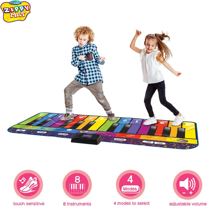 Klaviermatte für Kinder, riesige musikalische Keyboard-Bodenspielmatte, 8 Instrumente, inkl. Liederb