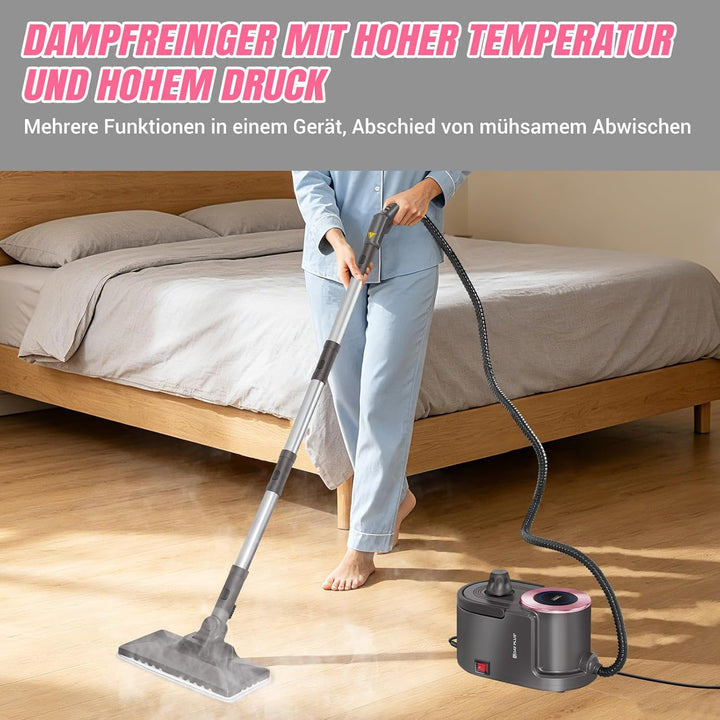 2000W Dampfreiniger, 4,5-5 Bar Hochdruck Dampfmopp mit 1,9L Grosstank (1,6L Empfüllmenge) & 40 Min D