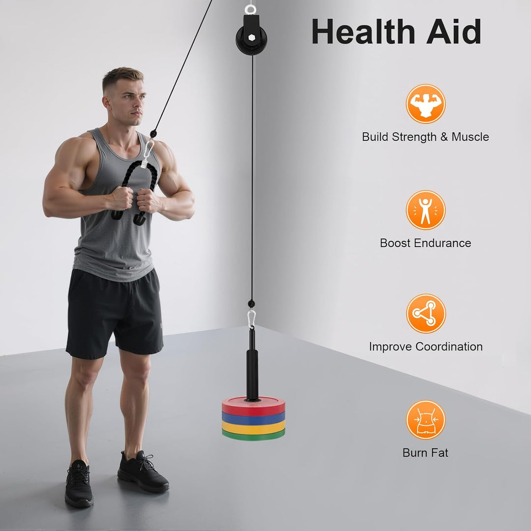 Seilzug Fitness | Seilzugsystem mit 2-in-1-Stange und Trizepsseil | Kabelzugstation | Kabelzug Fitne