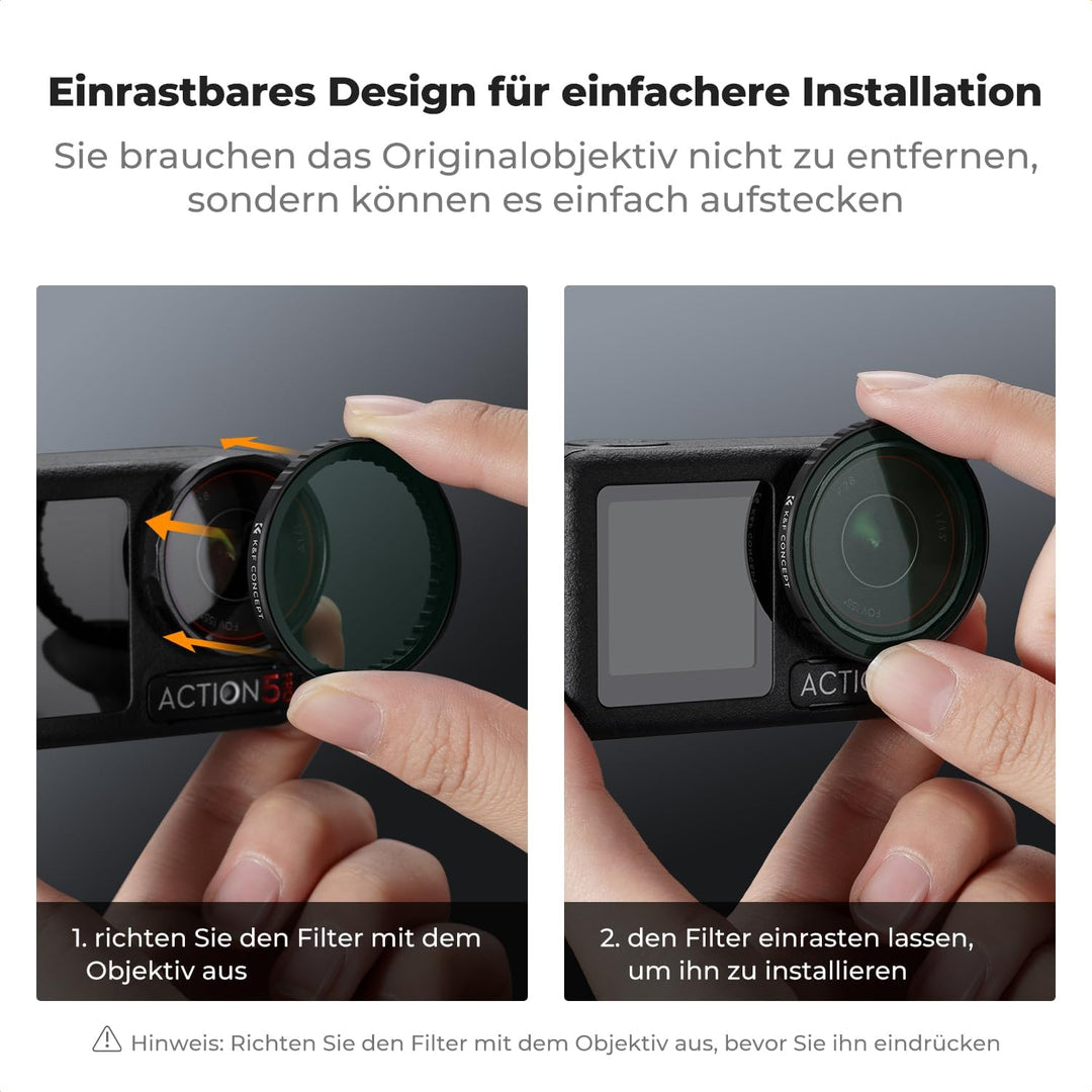 K&amp;F CONCEPT Push in Fit Black Promist 1/4 &amp; ND &amp; CPL Filter Set Kompatibel mit DJI Osmo Action 5 Pro