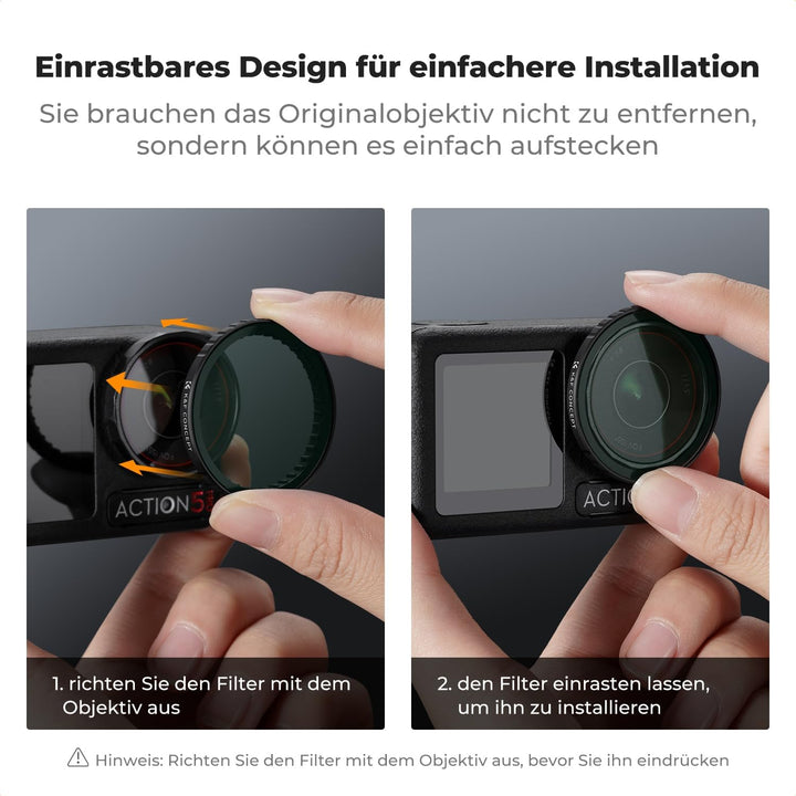 K&amp;F CONCEPT Push in Fit Black Promist 1/4 &amp; ND &amp; CPL Filter Set Kompatibel mit DJI Osmo Action 5 Pro