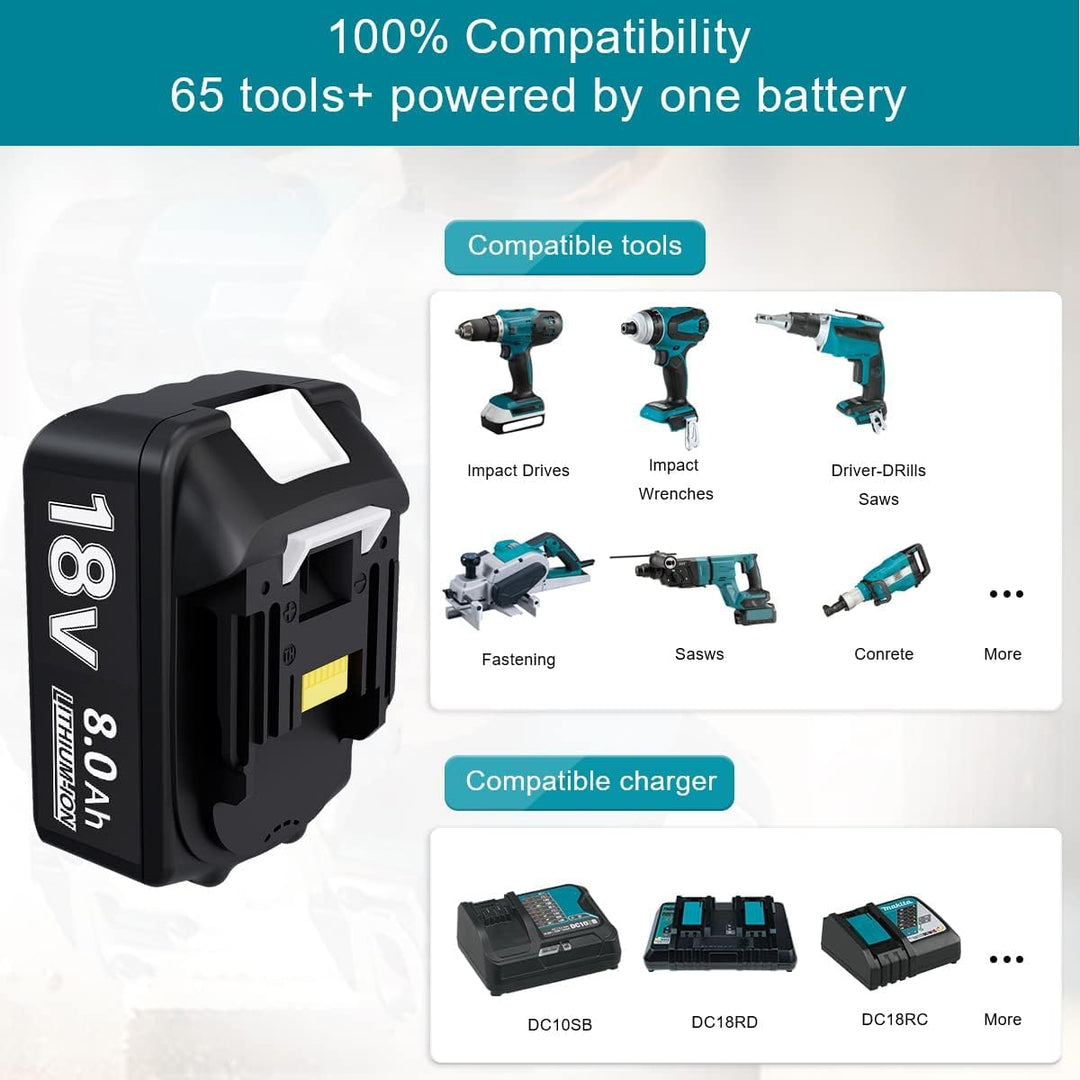 Akku 18V 8Ah für BL1860B BL1860 BL1850B BL1850 BL1840B BL1835 BL1830 BL1815 LXT-400 194204-5 194205-
