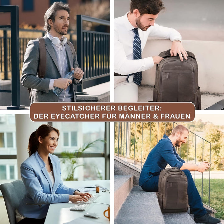 STILORD Maxim Premium XL Business Rucksack Herren Leder Vintage Lederrucksack Damen Laptop 17 bis 19