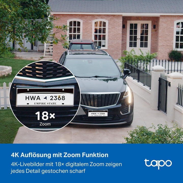 Tapo C465 Solar Aussenkamera Akku, 4K 8MP, Farbnachtsicht, kostenlose KI-Erkennung, 2-Wege-Audio, lo