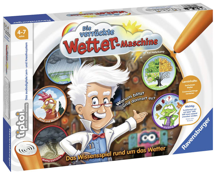 Ravensburger tiptoi Die verrückte Wetter-Maschine Spiel, ab 4 Jahren, Lerne mit Professor Donnerhage
