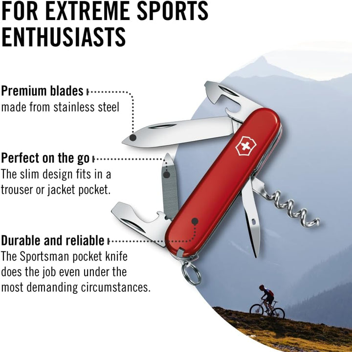 Victorinox Schweizer Taschenmesser, Sportsman, Multitool, Swiss Army Knife, 13 Funktionen, Dosenöffn