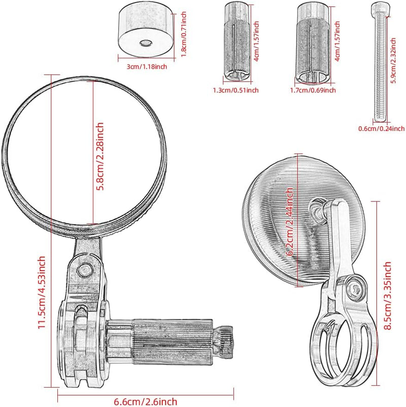 APEBAZY Motorradspiegel CNC Aluminium Rückansicht Rückspiegel Seitenspiegel 