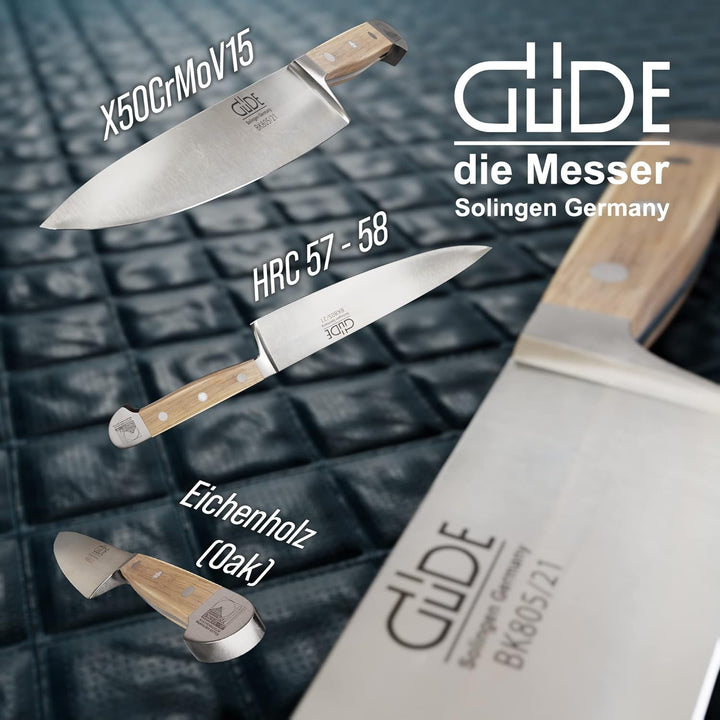 GÜDE Solingen - Kochmesser geschmiedet, 21 cm, Eichenholz Balkhauser Kotten, ALPHA BALK, Küchenmesse