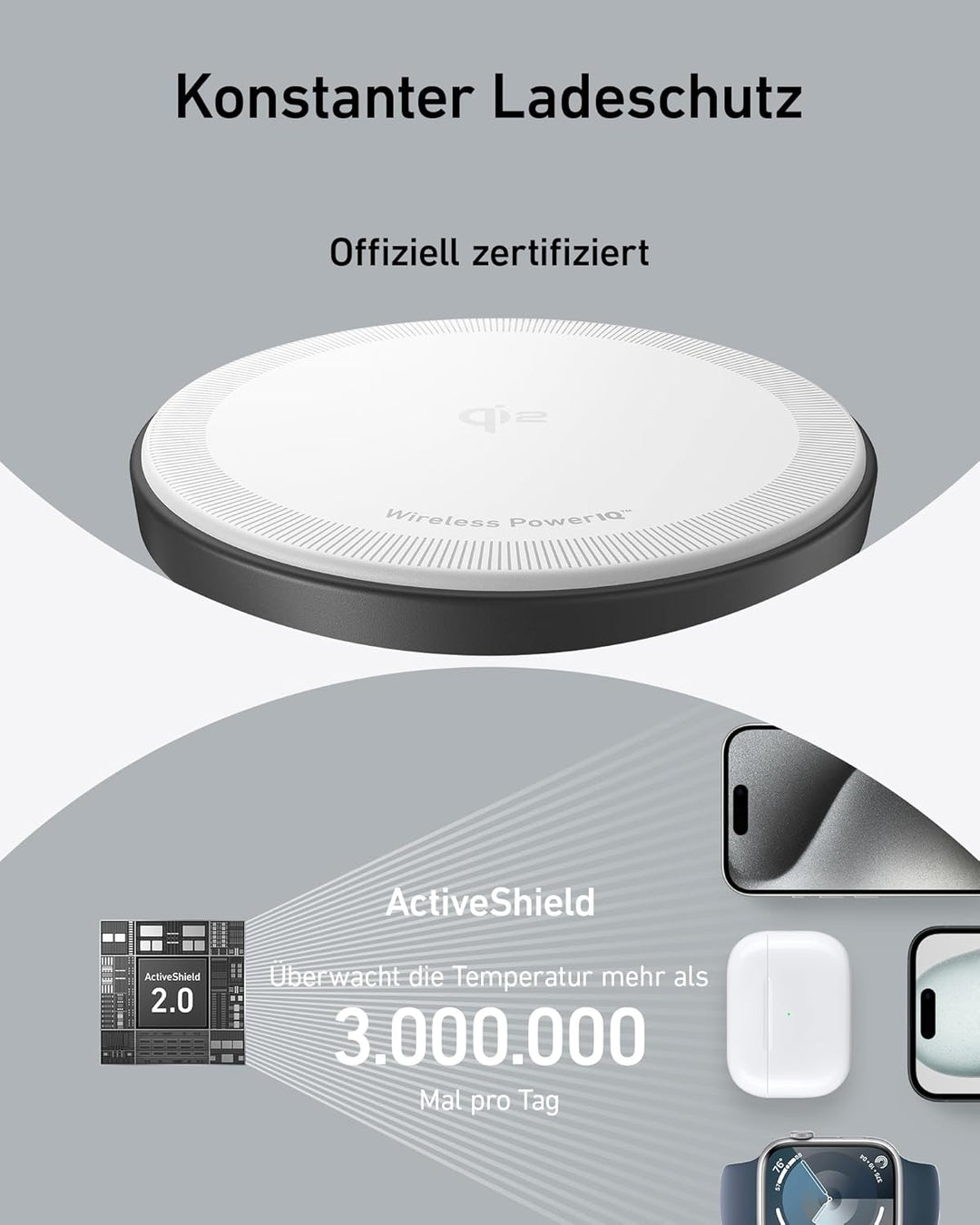 Anker MagGo 3-in-1 Kabellose Ladestation, 15W kabelloser Ladeständer, MagSafe-kompatibel, Qi2-zertif