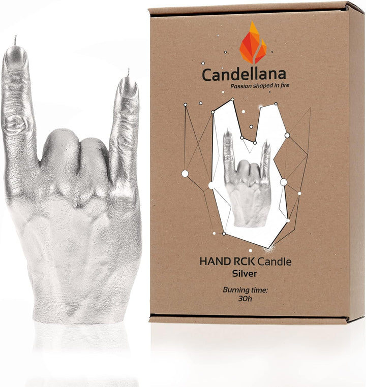Candellana Hand RCK Kerze - Hand Figur - Coole Deko - Gothic Deko - Grunge Deko Kerze - Heavy Metal