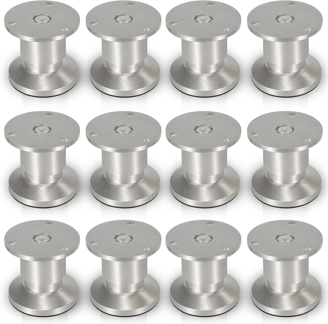 Gimisgu Aluminium Möbelfüsse 12er Set,Runde Möbelfuss Sockelfuss,Höhe 60mm,Höhenverstellbar:15mm,Bel