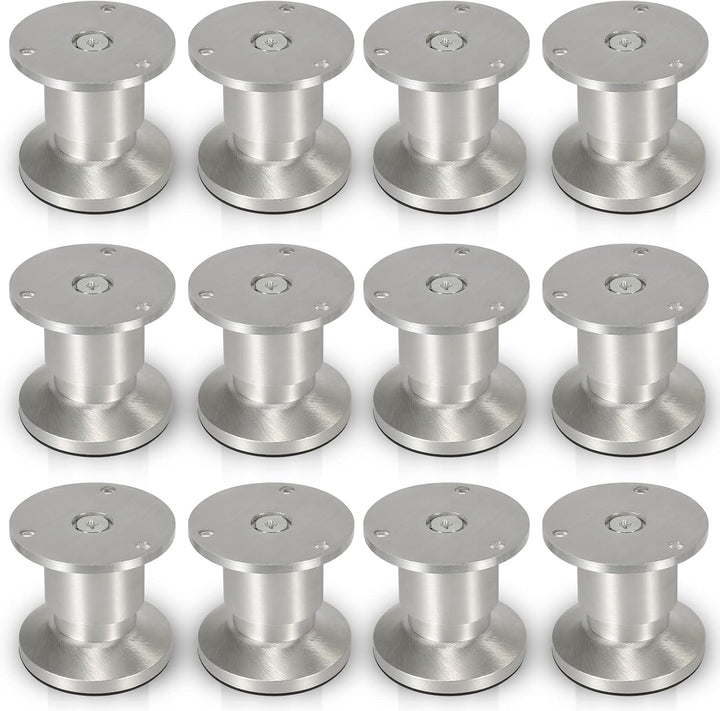 Gimisgu Aluminium Möbelfüsse 12er Set,Runde Möbelfuss Sockelfuss,Höhe 60mm,Höhenverstellbar:15mm,Bel