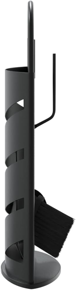 5-TLG. Kaminbesteck Set schwarz, Kamingarnitur aus robustem Stahl, Kaminzubehör mit Schürhaken, Zang