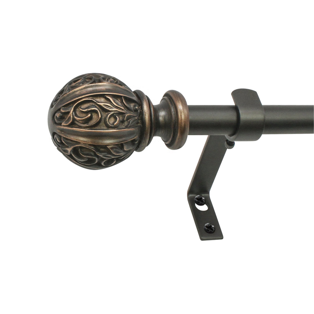 Decopolitan Blattkugel Gardinenstangen-Set, 1,6 cm, Metall, Vintage Bronze, 48 to 86 Inches Bronzen