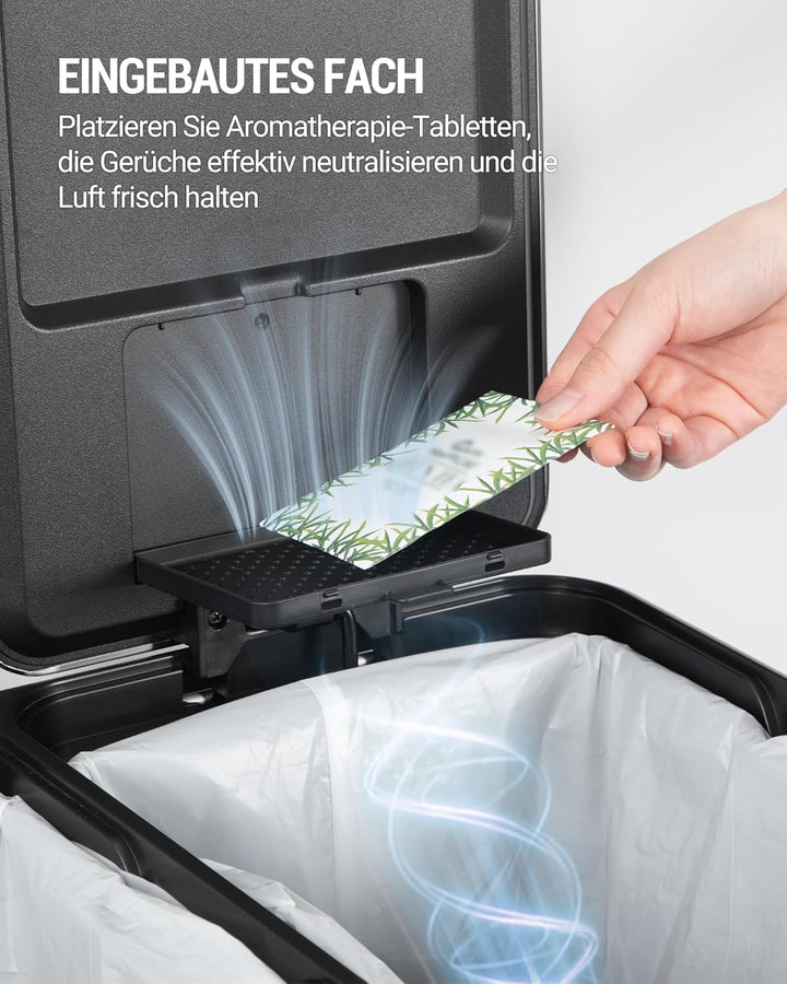 Hzuaneri Mülleimer Küche, Mülltrennsystem 2 Fächer 60 L (2 x 30 L), Edelstahl-küchenmülleimer, Tretm
