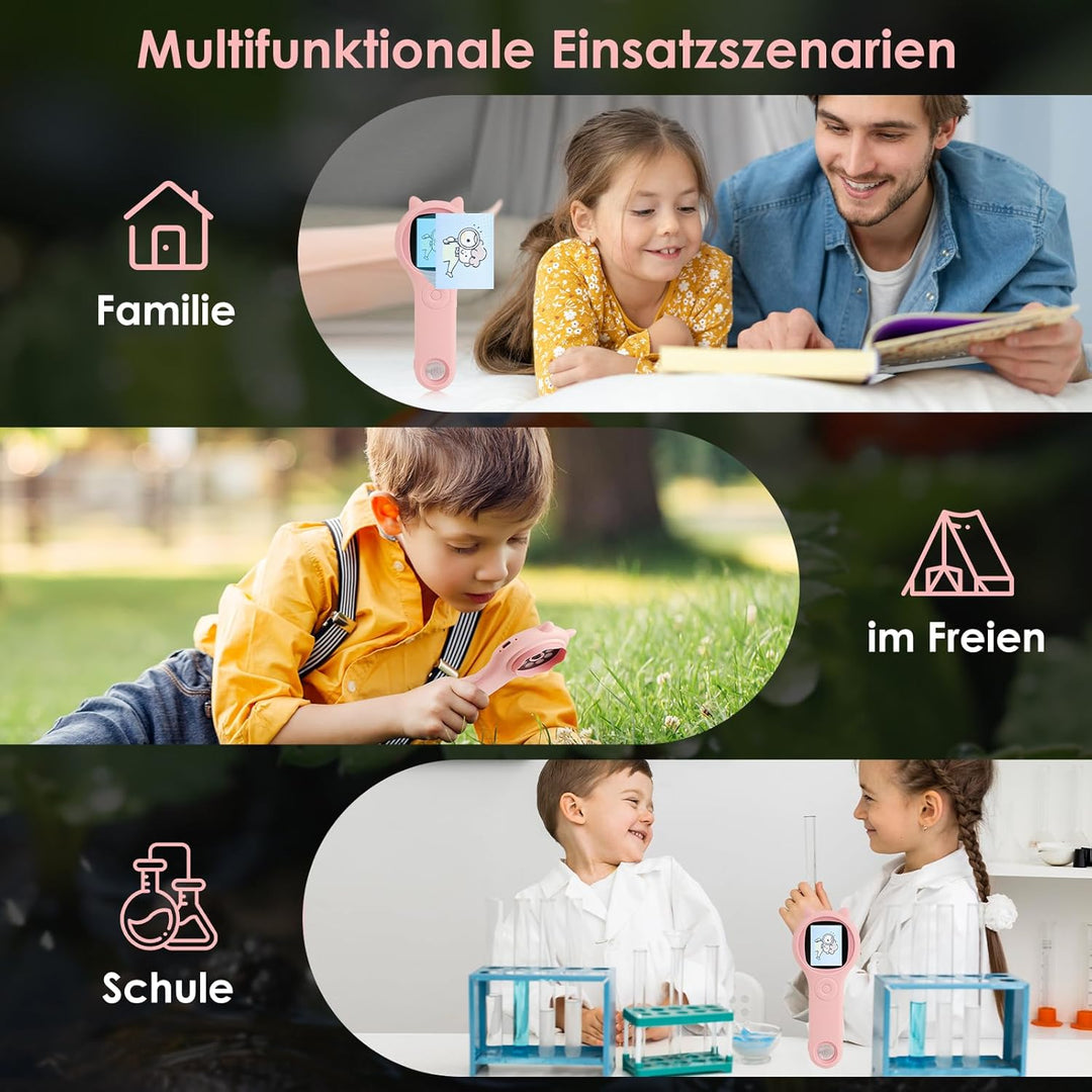 BOSONER Handy Mikroskop für Kinder Handheld Microscope, 2,0" IPS-Bildschirm 500X Digitales Mikroskop