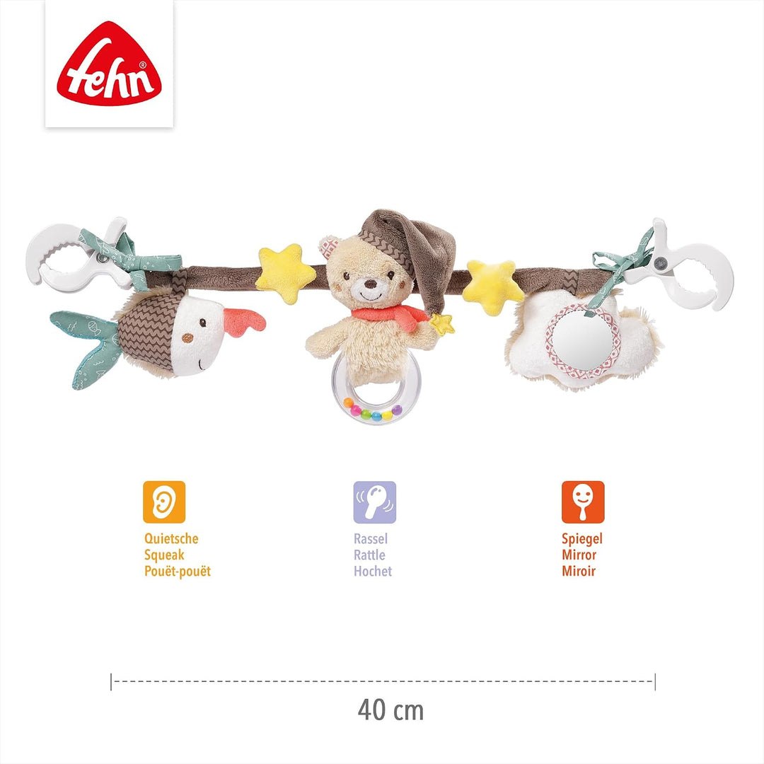 Fehn Kinderwagenkette Spielzeug Bruno – Baby Mobile Kette mit niedlichen Figuren zum Aufhängen an Ki