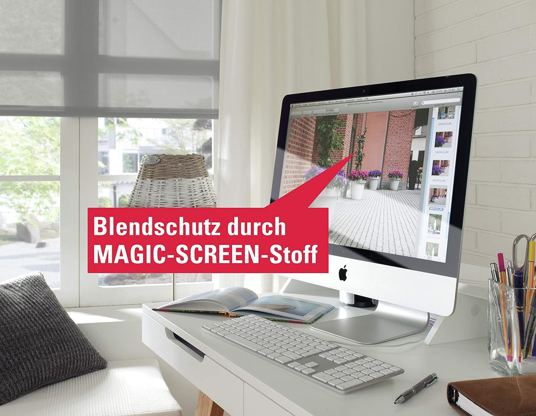 GARDINIA Rollo zum Klemmen oder Kleben, Tageslicht-Rollo, Blickdicht, Alle Montage-Teile inklusive,