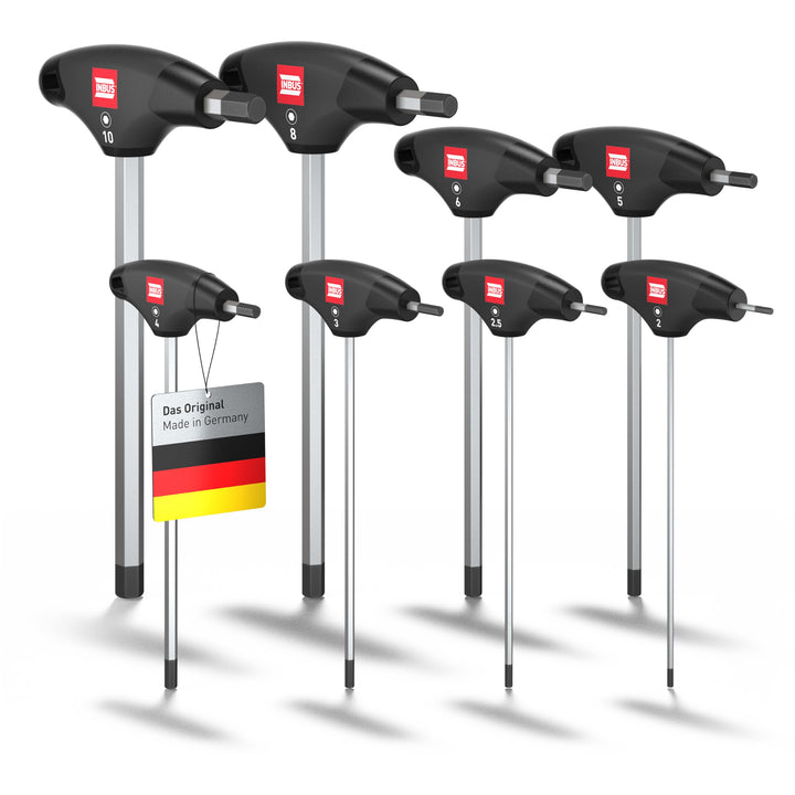 INBUS® 70129 T-Griff Schraubendreher Set 8tlg, 2–10mm, mit HybridTouch — Made in Germany 8× HX (2 –
