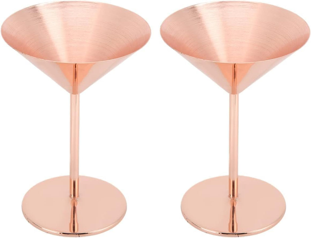 Beufee 2 Stück Metall-Martini-Gläser, Edelstahl-Martini-Gläser, Cocktailgläser, Roségold, Martini-Ke