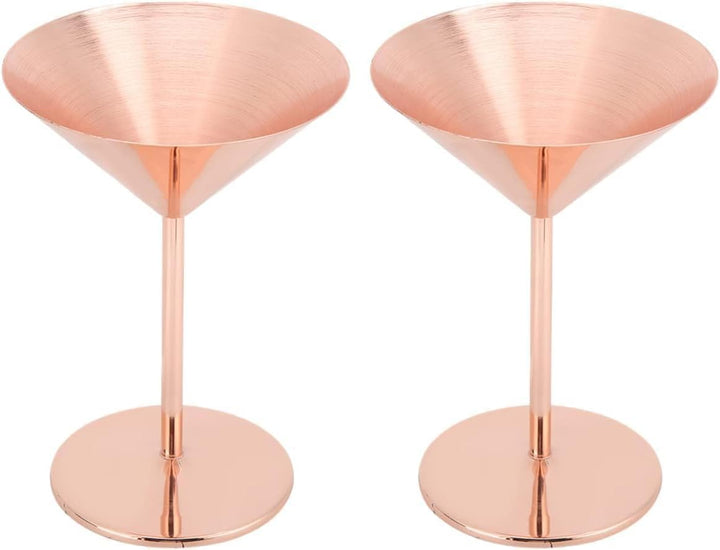 Beufee 2 Stück Metall-Martini-Gläser, Edelstahl-Martini-Gläser, Cocktailgläser, Roségold, Martini-Ke