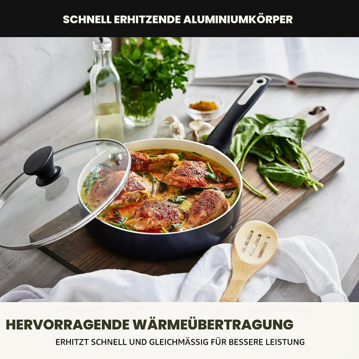 GreenPan Rio Gesunde Keramische Antihaft-Schmorpfanne 30 cm/4,8 Liter mit Deckel, PFAS-frei, Stay-Co