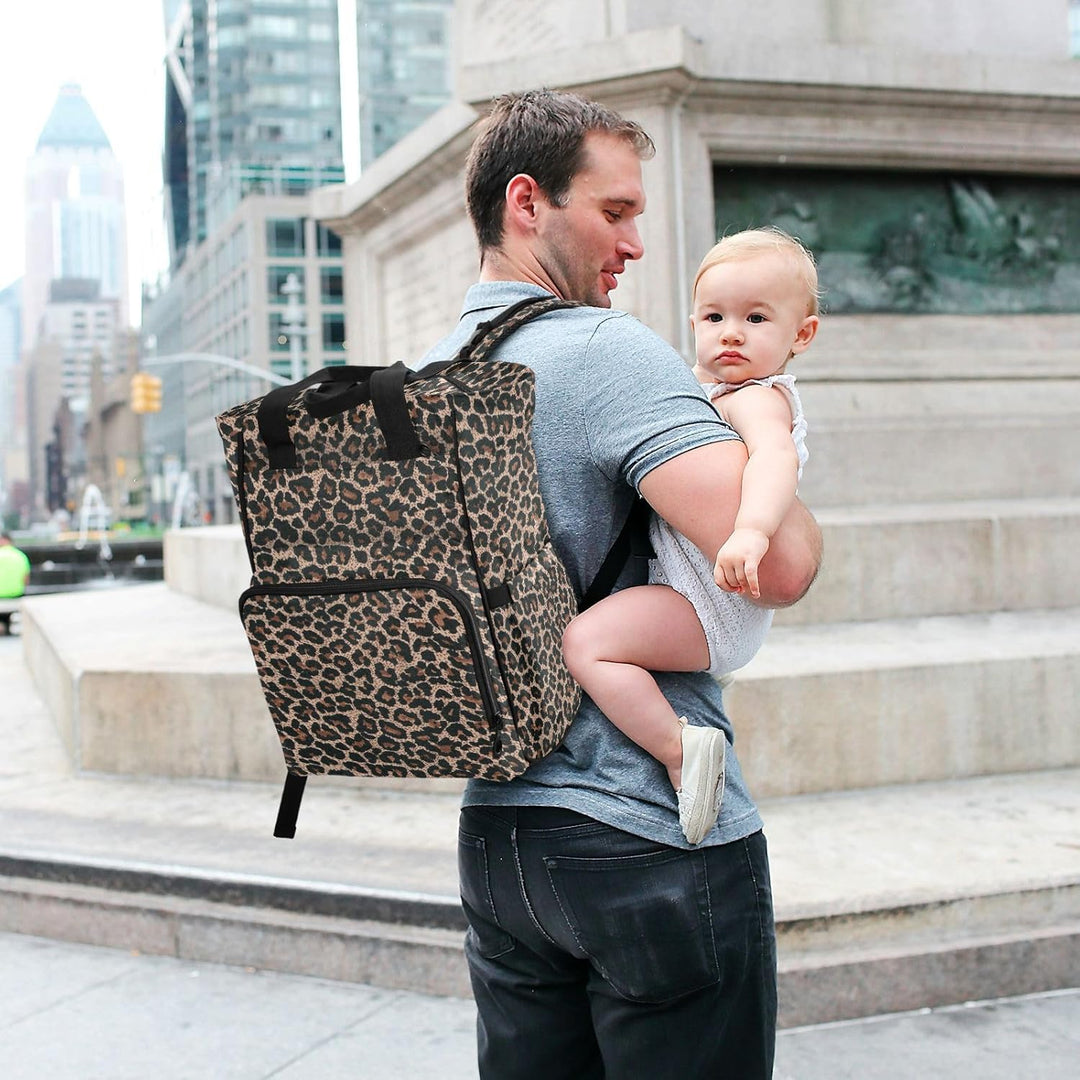 Wickeltasche mit Leopardenmuster, Gepardenmuster, für Damen und Herren, grosser Laptop-Rucksack, Rei