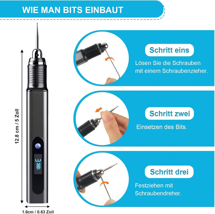 Wiederaufladierbar mit 30 Bits Gravierstift Kit Mini Graveur Gravurwerkzeug Zu 21000 U/min Tragbar G
