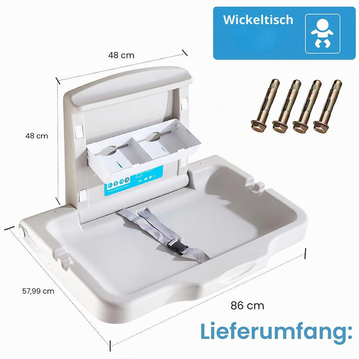 Wickeltisch, Horizontale Wickelkommode Mit Schild, Wandmontierte Wickelkommode Mit Sicherheitsgurt,