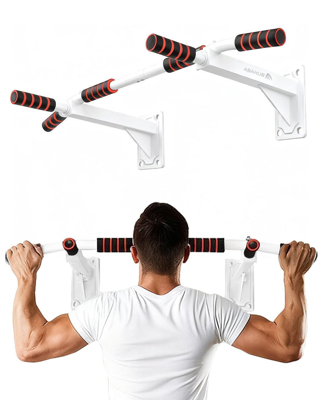 Abahub Klimmzugstange Wandmontage, Mehrfach Griff Chin-Up-Bar für Heimtraining, Bohrmontage, Wand Pu