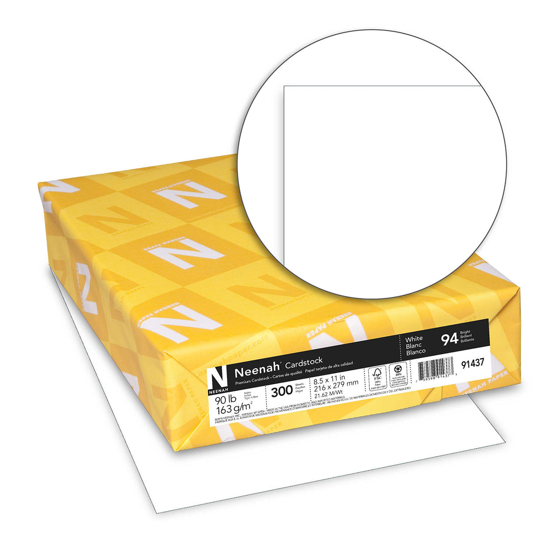 Neenah Index-Karton, 21,6 x 27,9 cm, 40,8 kg/163 g/m², weiss, leicht, 94 Helligkeit, 300 Blatt (9143
