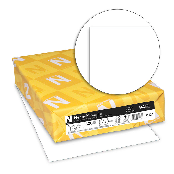 Neenah Index-Karton, 21,6 x 27,9 cm, 40,8 kg/163 g/m², weiss, leicht, 94 Helligkeit, 300 Blatt (9143